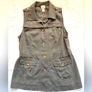 Chico's Army Green Button-Up Outdoor Vest Size Small